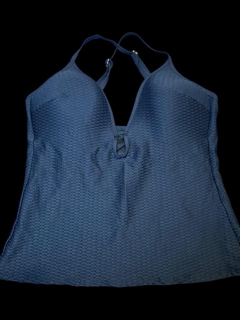 Kenneth Cole Black Textured Halter Swim Top